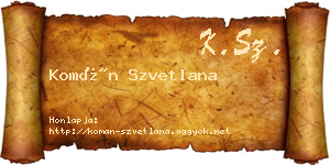 Komán Szvetlana névjegykártya